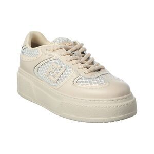 Fendi Match Leather & Mesh Platform Sneaker, White